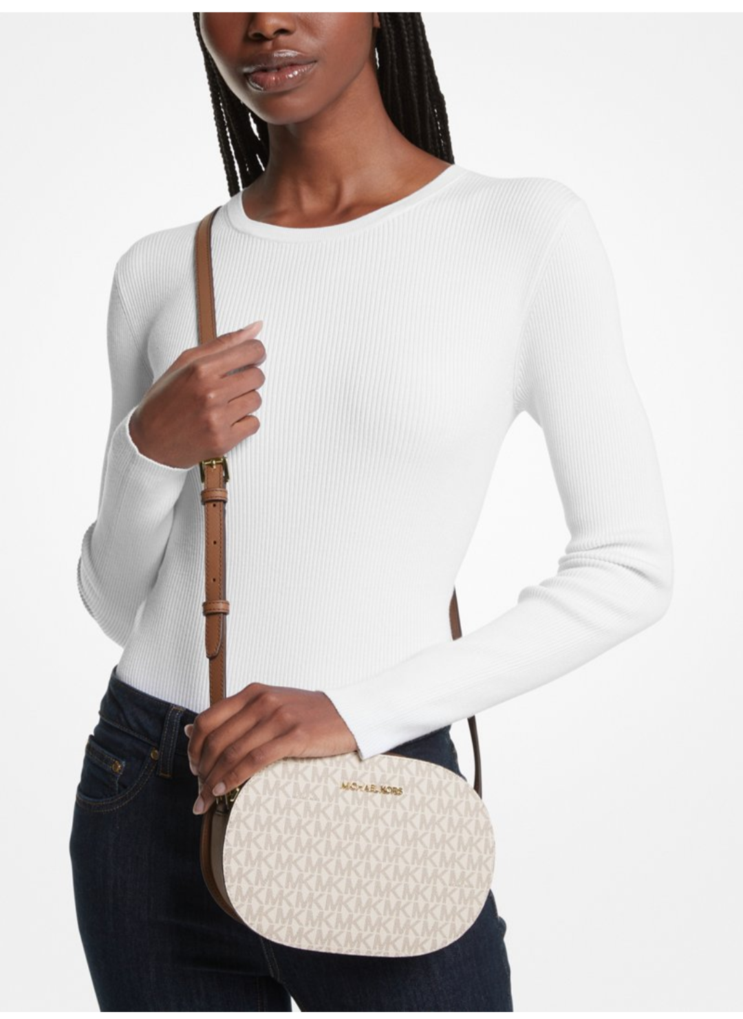 Michael Kors Jet Set Travel Medium Signature Logo Crossbody Bag