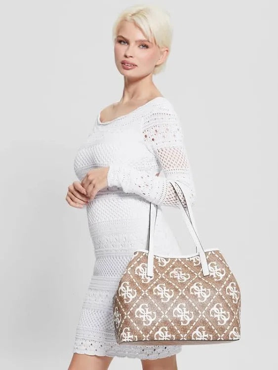 Guess Vikky Medium 4G Basique Monogram Logo Tote Bag