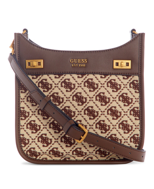 Guess Katey Small 4G Jacquard Monogram Hobo Crossbody