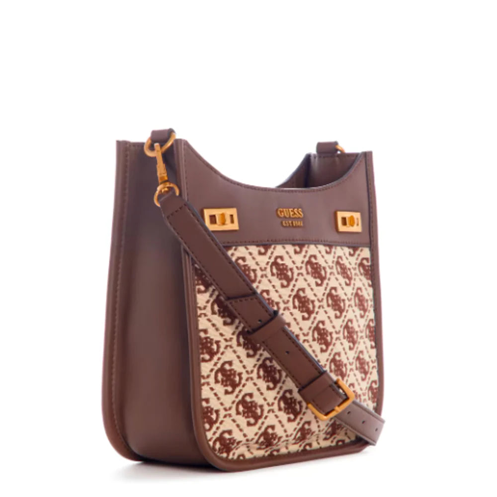 Guess Katey Small 4G Jacquard Monogram Hobo Crossbody