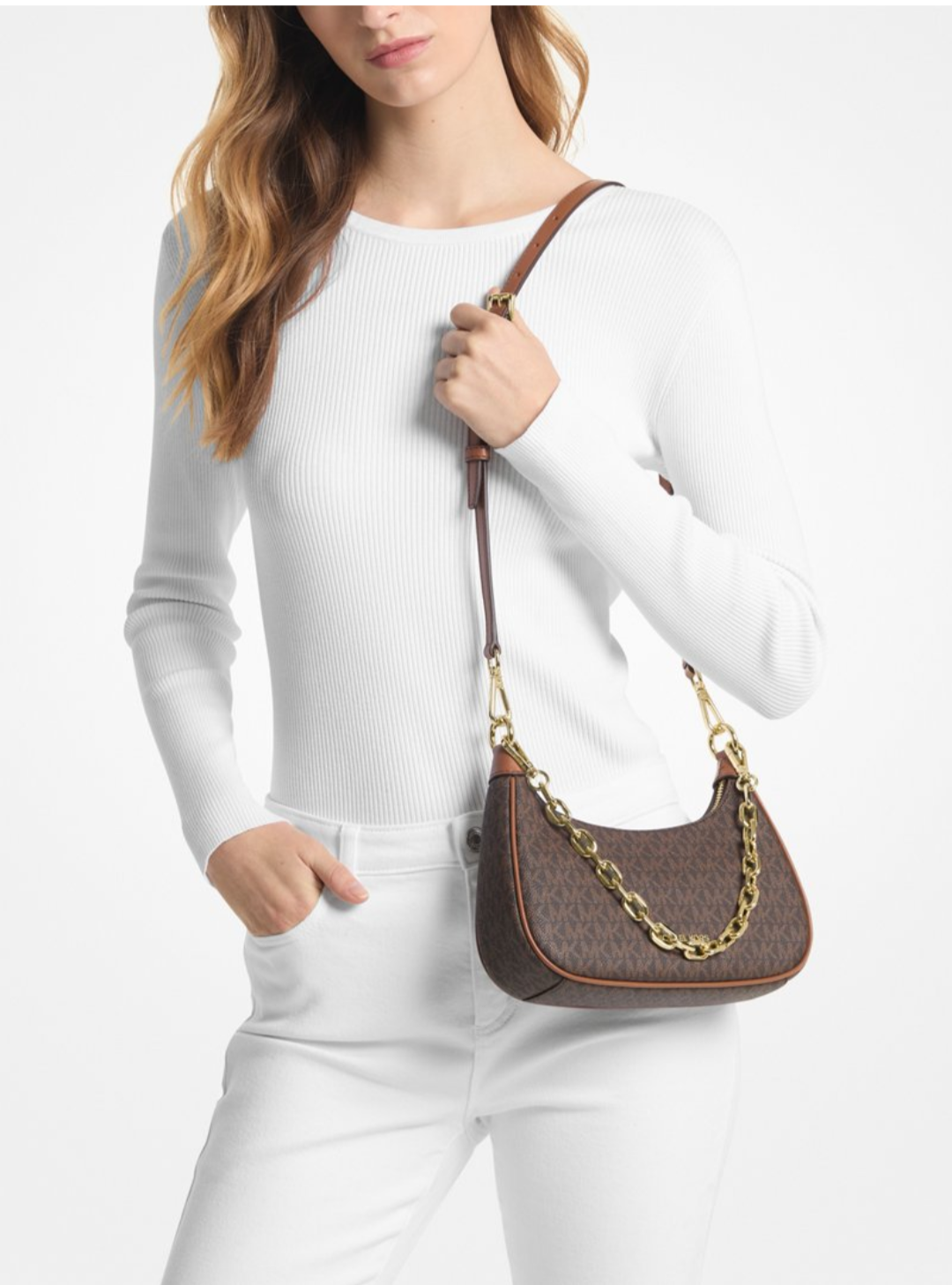 Michael Kors Cora Medium Signature Logo Shoulder Bag