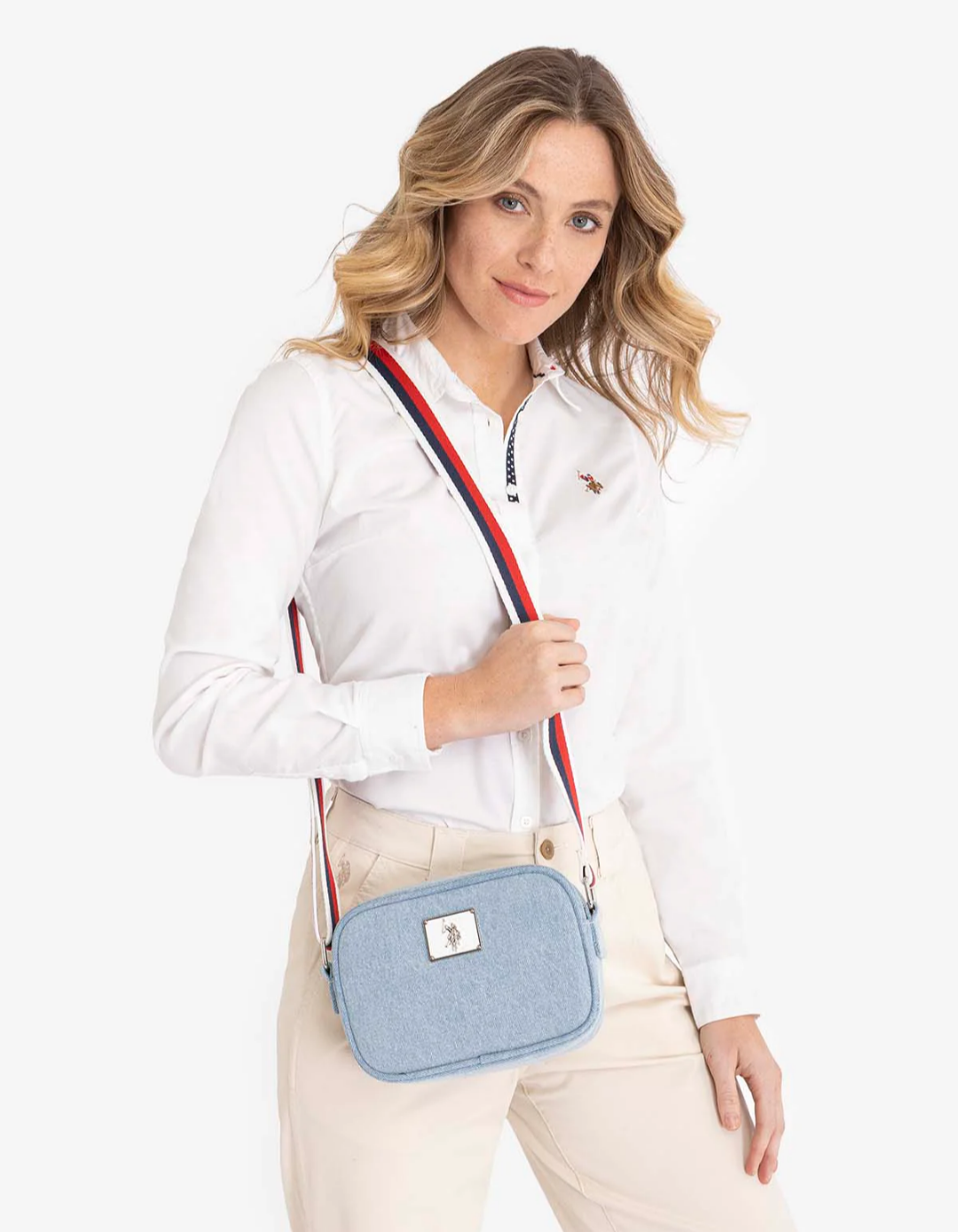 U.S. POLO ASSIGN DENIM ZIP CROSSBODY BAG